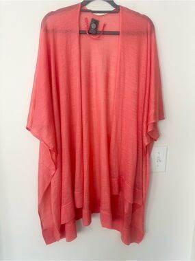 Vince Camuto Semi-Sheer Orange Shrug Cardigan Sweater O/S